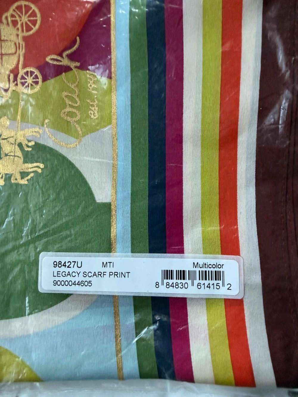 NIBag Coach Silk Legacy Stripe Border - Signature C interior Scarf - Picture 2 of 5